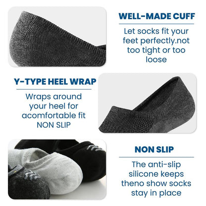 WANDER No Show Socks Mens,Womens Men Ankle Socks Short Low Cut Invisible Liner Non Slip Casual Athletic Boat Socks，Cotton Thin Non Slip Men Invisible Sock Black Sport,7 Pair,Grip Socks