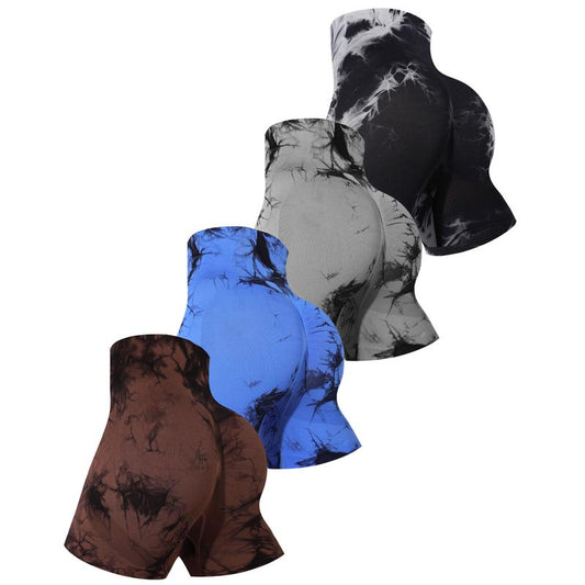 YEKILUS Women'S 4Pcs Tie-Dye High Waist Seamless Gym Shorts – Comfortable, Breathable, and Stretchy Fitness Shorts for Indoor/Outdoor, Casual Summer Wear, Cycling, Spring Summer Activewear Clothing