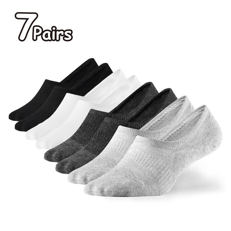 WANDER No Show Socks Mens,Womens Men Ankle Socks Short Low Cut Invisible Liner Non Slip Casual Athletic Boat Socks，Cotton Thin Non Slip Men Invisible Sock Black Sport,7 Pair,Grip Socks