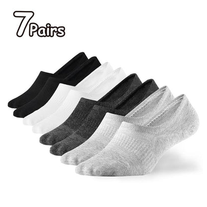 WANDER No Show Socks Mens,Womens Men Ankle Socks Short Low Cut Invisible Liner Non Slip Casual Athletic Boat Socks，Cotton Thin Non Slip Men Invisible Sock Black Sport,7 Pair,Grip Socks