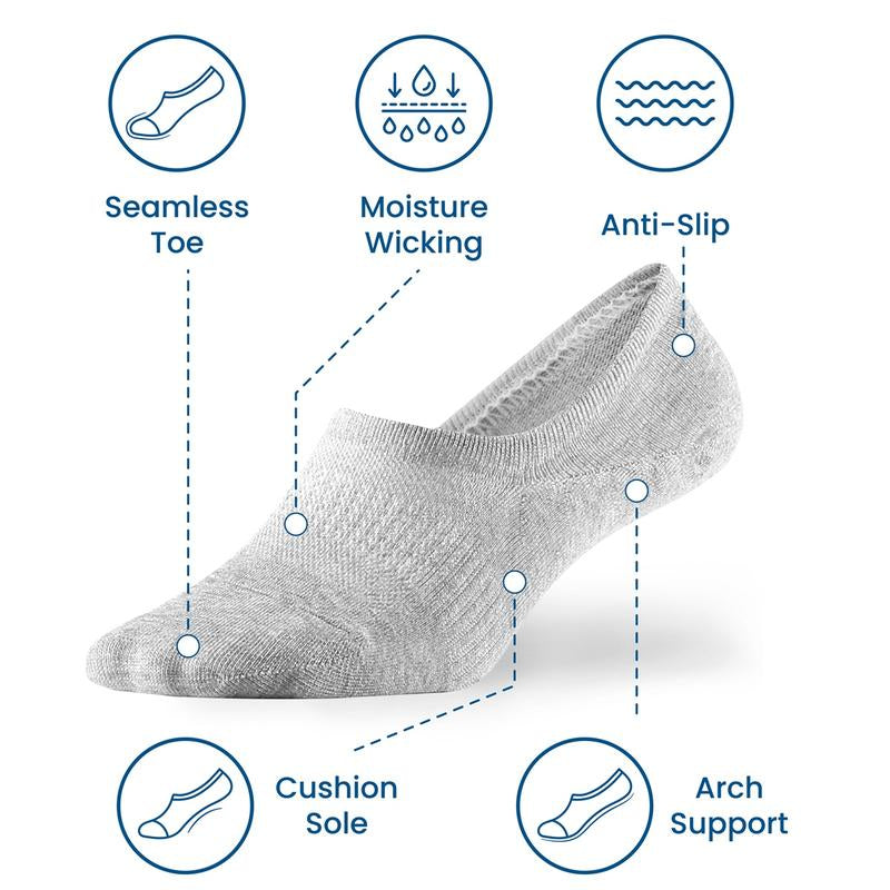 WANDER No Show Socks Mens,Womens Men Ankle Socks Short Low Cut Invisible Liner Non Slip Casual Athletic Boat Socks，Cotton Thin Non Slip Men Invisible Sock Black Sport,7 Pair,Grip Socks
